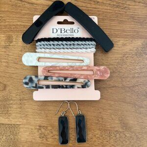 Set of barrettes, clips, bands and earrings